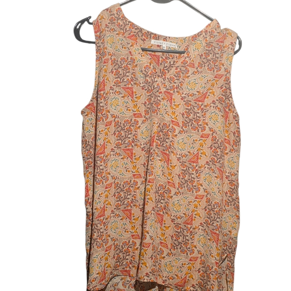 Violet & Claire Orange Floral Blouse - Picture 1 of 4